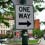 One Way Sign Directing Traffic In Troy, New York
