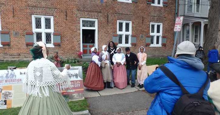 Group gathering at Underground Railroad History Project