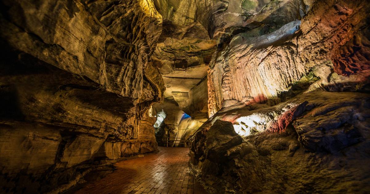 walkway in underground cave