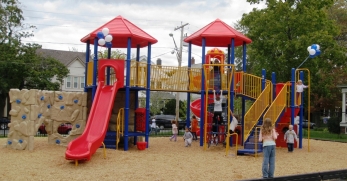 yellow, red, and blue playground