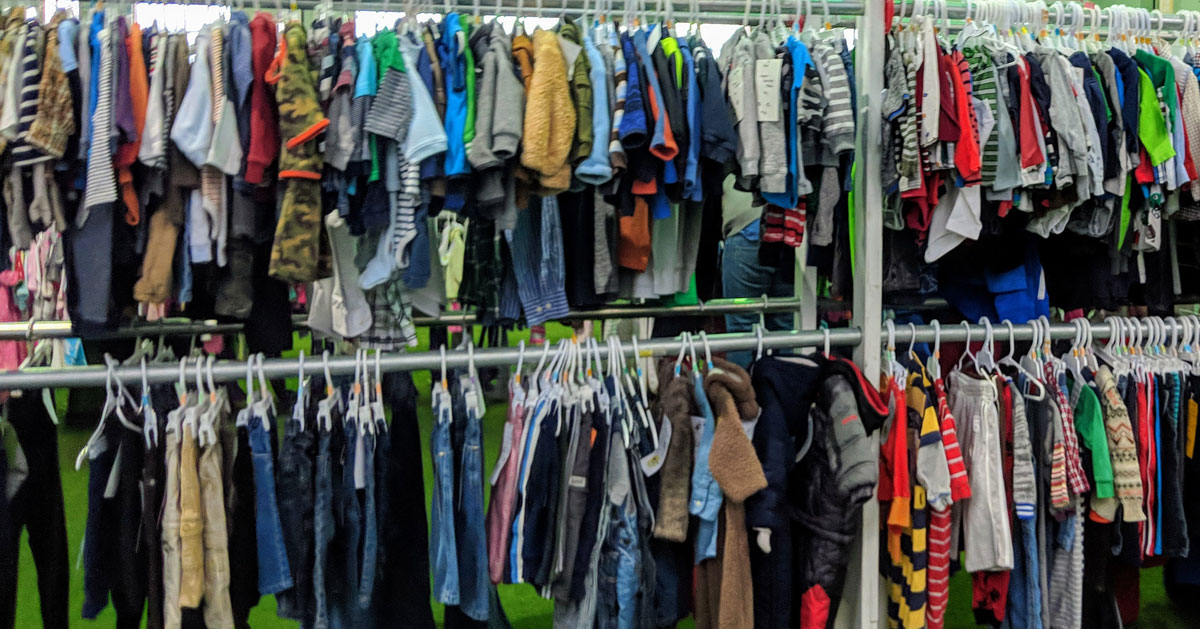 racks of kids clothes