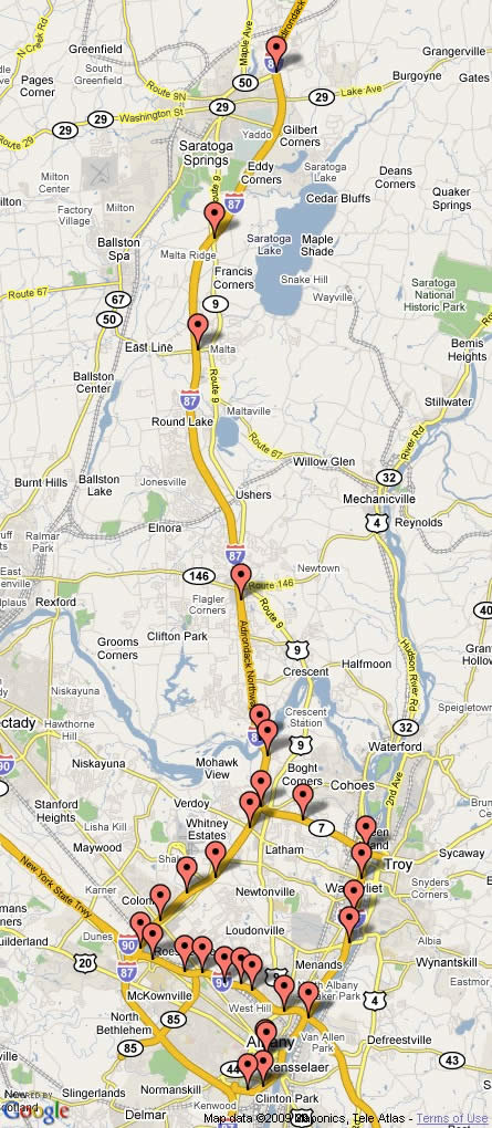 Map of Albany region traffic cameras