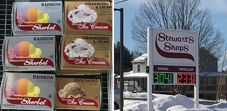 stewarts ice cream and sign